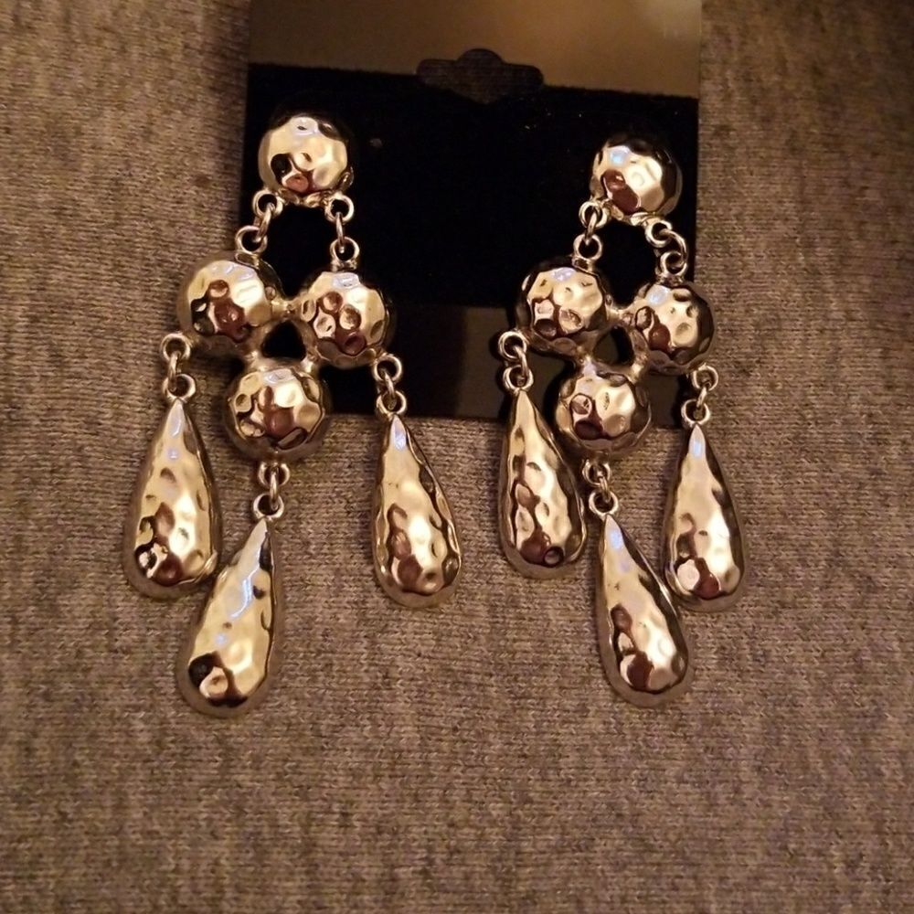 Boutique Hammered Silvertone Earrings